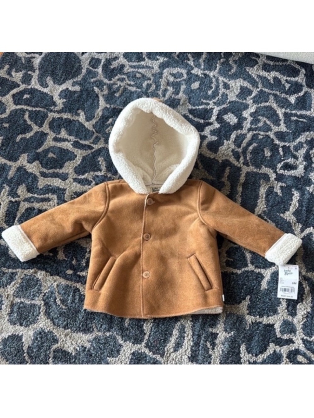 Oshkosh B'gosh Baby Soft Poodle Fleece Hooded Jacket Sz 6M Button Front